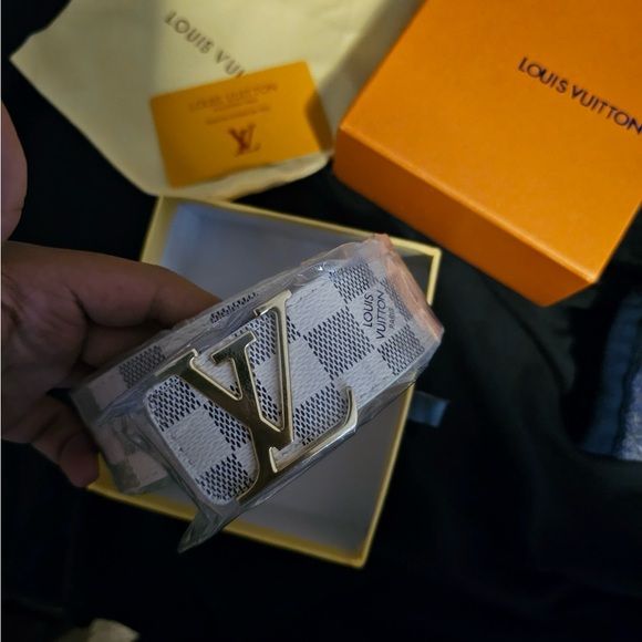 Louis Vuitton White Checkered Belt - Picture 2 of 3